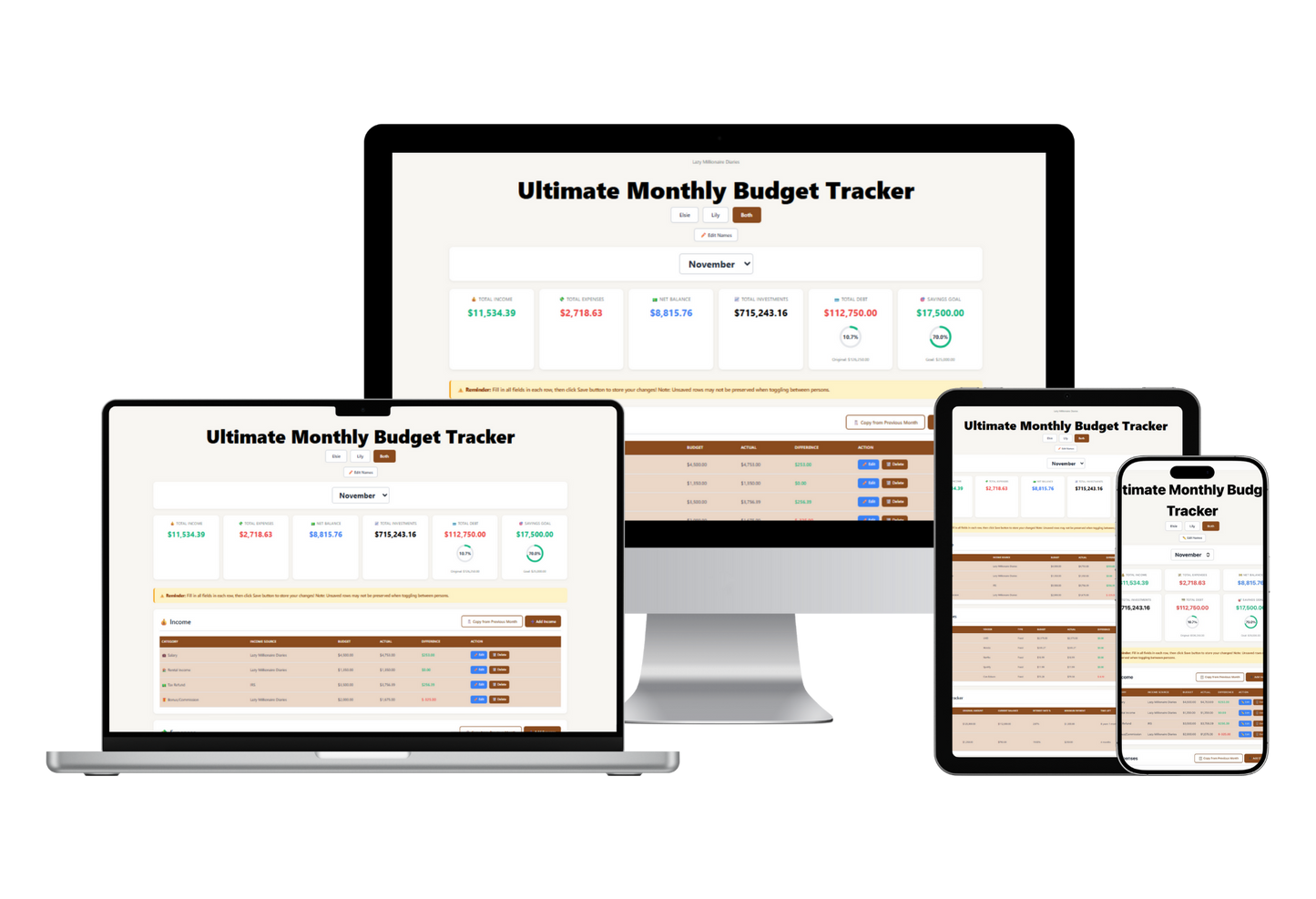 Ultimate Monthly Budget Tracker with Dashboard (EN Only)